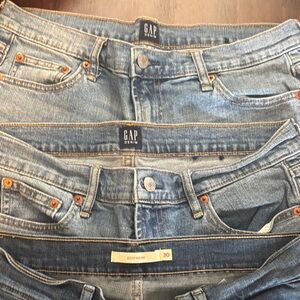 3 pairs GAP Women's Light and Dark Blue Boyfriend Jean shorts